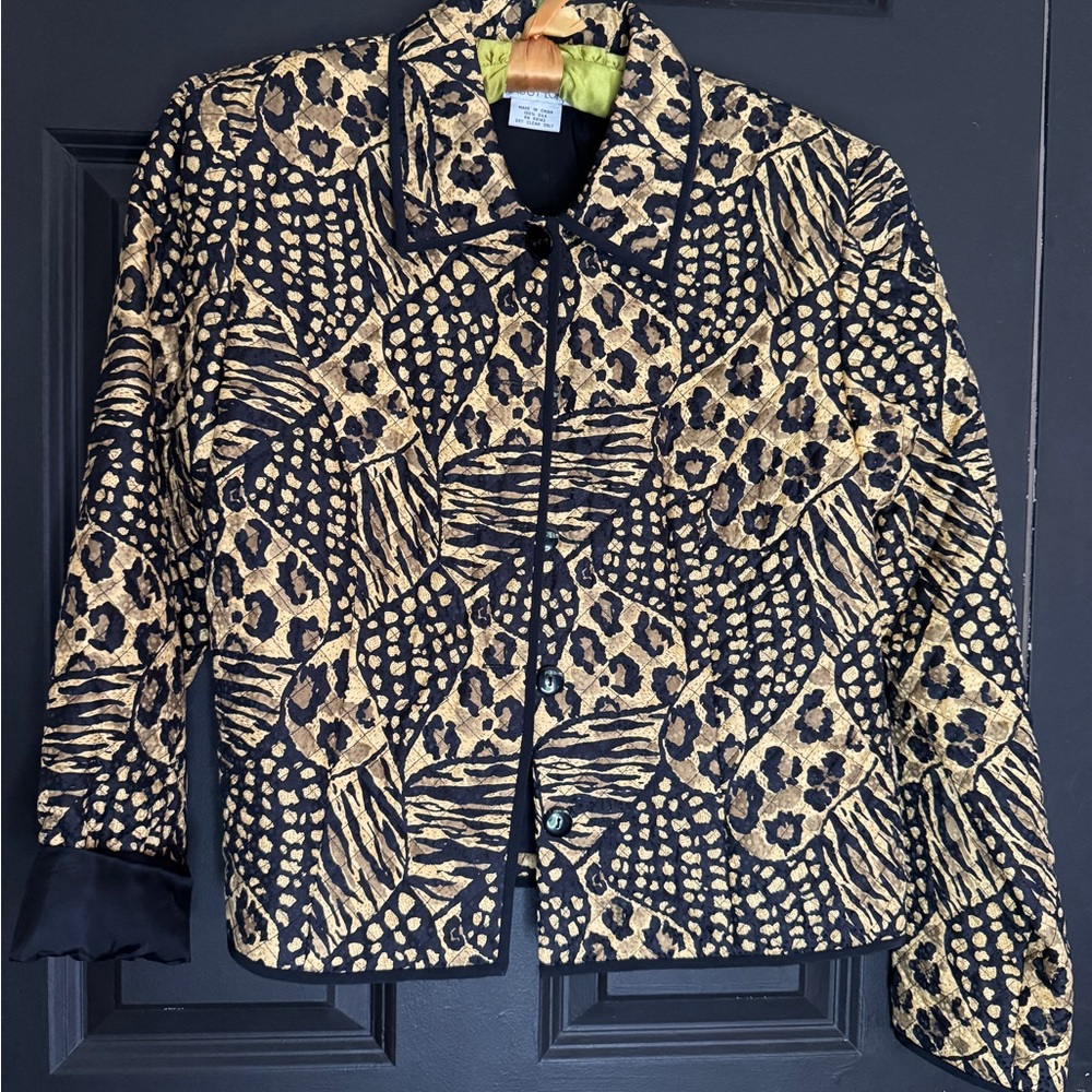 Maggy London Silk Leopard Blazer